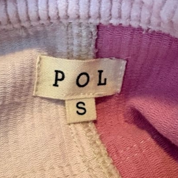 POL Pink White Corduroy Colorblock Button Down Women's Oversized Shacket Sz S - Picture 4 of 4